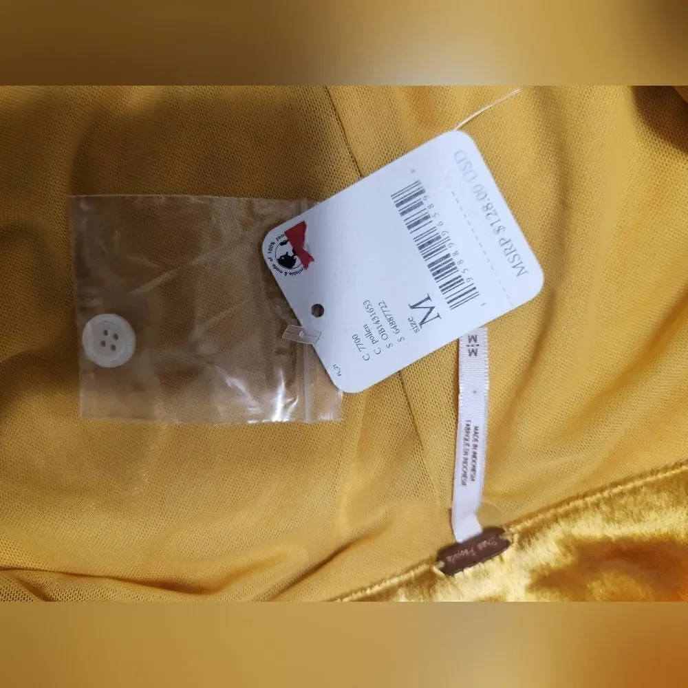 NWOT Free people Shayla Velvet Mini size M yellow